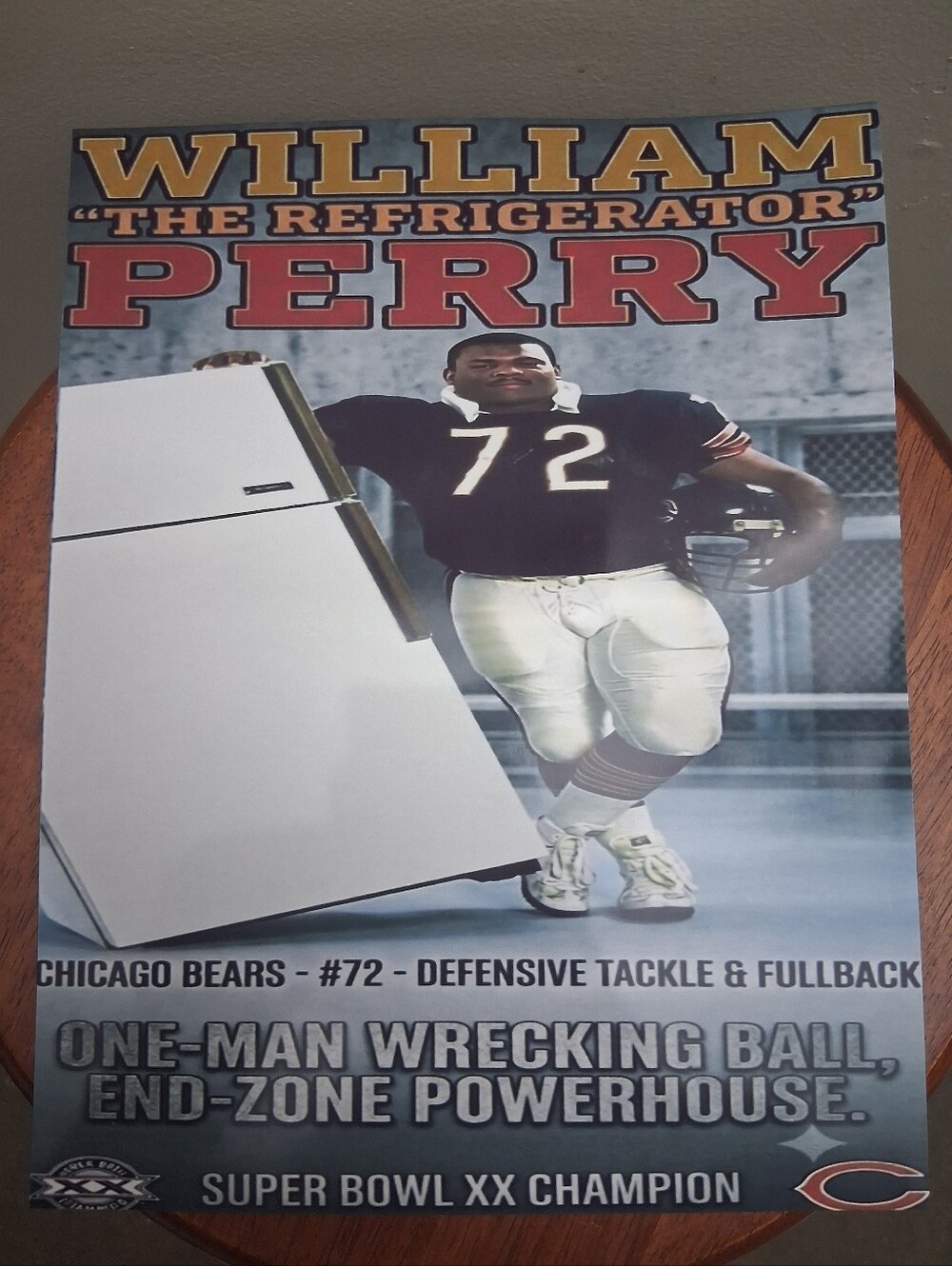 NEW! REFRIGERATOR PERRY CHICAGO BEARS 8.5x11 GLOSSY WORD ART FOOTBALL🏈POSTER!🤩